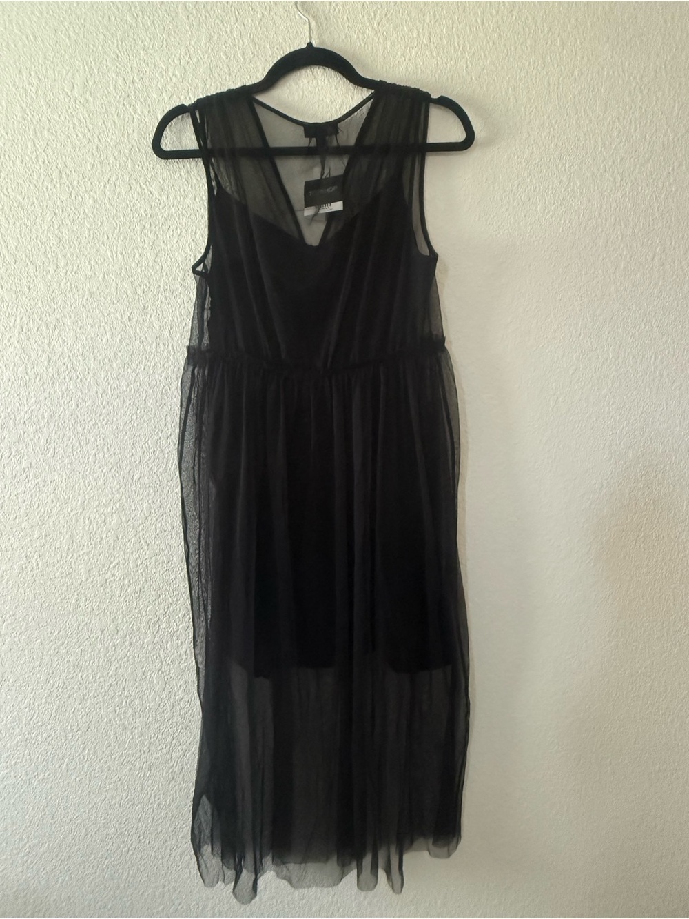 Top shop Black Sheer Overlay Midi Dress